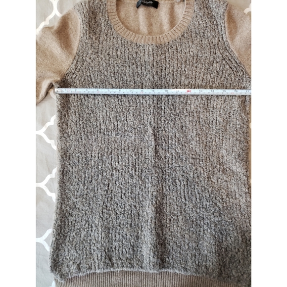 *Christopher Fischer Gray and Tan Cashmere Blend Sweater Women's Size Large - Picture 6 of 9